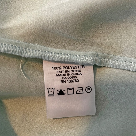 BLOUSE, BACK ZIPPER, ICY MINT, SIZE 24, LIGHT CREPE, MOCK NECK, LONG LENGTH, - Picture 5 of 10